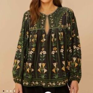 FARM Rio Black Floral Blouse